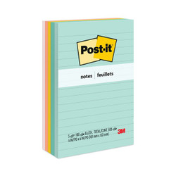 Post-It Note,4"X6" Lined,Assortd ,Pst,PK5 6605PKAST