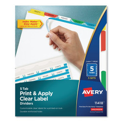 Avery Dennison Clear,Label Divider,W/Color, 5 Tab,PK5 11418