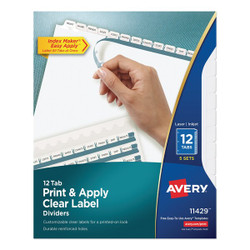 Avery Dennison Dividers,W/White Tabs,12-Tab,PK5 11429