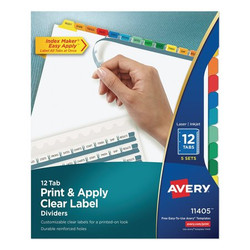 Avery Dennison Dividers,W/Color Tabs,12-Tab,PK5 11405