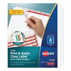 Avery Dennison Extra-Wide,White Dividers,8 Tab,PK8 11439