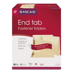 Smead Folder,Fastener,Letter,Manila,PK50 34115