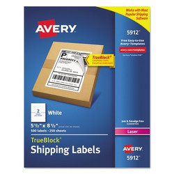 Avery Dennison Shipping Labels,2Up,White,PK500 72782