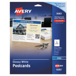 Avery Dennison Postcards for Printers,4.25x.5,PK100 8383