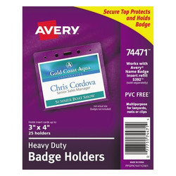 Avery Dennison Clear Top Badge,4 x 3,PK25 74471