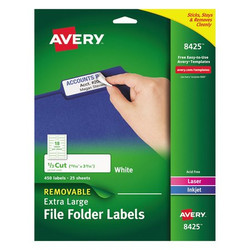 Avery Dennison Removeable File Folder Label,White,PK450 72782