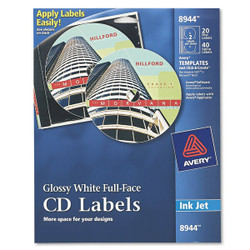 Avery Dennison Label Glossy,White,PK20 8944