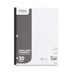 Mead GraphPaper,Quadrille,White,PK12 19010