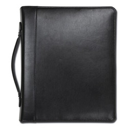 Samsill Leather Zip Portfolio,2 Part,1 in.,Black 15540