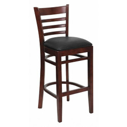 Barstool,Ladder Back,Mah Wood,Blk Vinyl