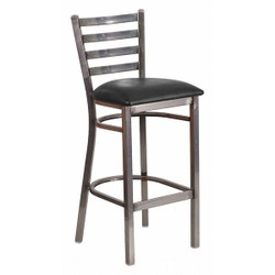 Barstool,Ladder Back,Clr w/Blk Vnyl Seat