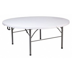 Flash Furniture Bi-Fold Table,Plastic,Round,White,71" RB-183RFH-GG