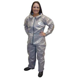 International Enviroguard Collared Coverall,Elastic,Gray,3XL,PK6 7213GT-3XL