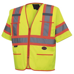 Pioneer Sleeved Vest,Polyester,Hi-Vis Yellow,3XL V1023560U-3XL