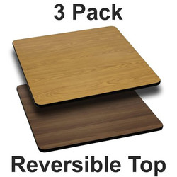 Flash Furniture Square Reversible Top,Natural/Walnut,PK3 3-XU-WNT-2424-GG