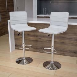 Flash Furniture White Vinyl Barstool,PK2 2-CH-92023-1-WH-GG