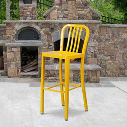 Flash Furniture Yellow Metal Outdoor Stool,30",PK2 2-CH-61200-30-YL-GG