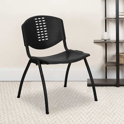 Flash Furniture Black Plastic Stack Chair,PK5 5-RUT-NF01A-BK-GG