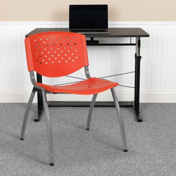 Flash Furniture Orange Plastic Stack Chair,PK5 5-RUT-F01A-OR-GG
