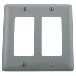 Hubbell Wiring Device-Kellems Rocker Wall Plate,2 Gang,Gray NP262GY