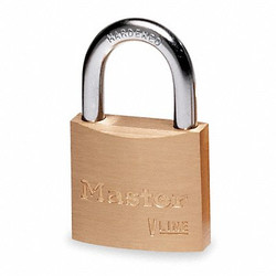 Master Lock Keyed Padlock, 3/8 in,Rectangle,Gold 4140KA