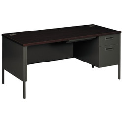 Hon Single Pedestal Desk,29 1/2 in H,66 in W HP3265R.N.S