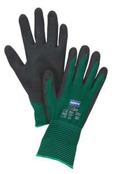 Honeywell North Coated Gloves,S,Black/Green,PR NF35/7S