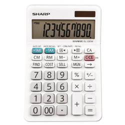 Sharp Desktop Calculator,10-Digit,Wh EL-330WB