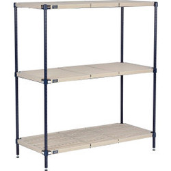 Nexel Nexelite 3 Shelf Vented Plastic Mat Shelving Unit Starter 42""W x 24""D x