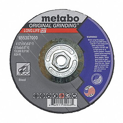 Metabo Grinding Wheel,T27,A24R,4.5X1/4"X5/8"-11 655307000