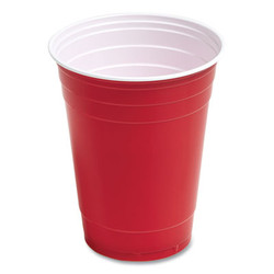 Perk™ Plastic Cold Cups, 16 Oz, Red, 50/pack PK54359R