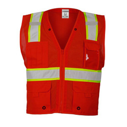 Kishigo Hi-Viz Vest,Multi-Pocket,Red,4XL-5XL B103-4X-5X