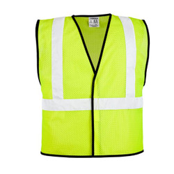 Kishigo Hi-Vis Vest,Hook-Loop,Class 2,Lime,2X-3X 1571-2X-3X