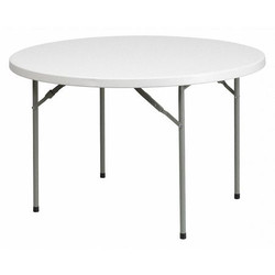 Flash Furniture Fold Table,Plastic,Round,White,48" RB-48R-GG
