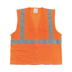 PIP Zipper Safety Vest, Large, Hi-Viz Orange 302-MVGZOR-L