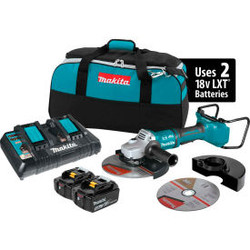 Makita LXT Cordless 9"" Paddle Switch Cut-Off/Angle Grinder Kit 5.0Ah 18V X2 Li-