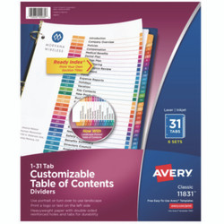 Avery® TAB,NUMERIC,WH,6/ST,AST 11831