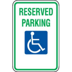 Zing Reserved Handicap Parking Sign,18"X12" 2197