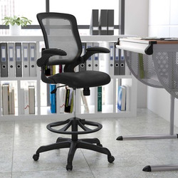 Flash Furniture Black Mesh Drafting Chair BL-ZP-8805D-BK-GG