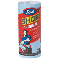 Scott Shop Towel Rolls,11x10.4",Blue,PK12 KW145