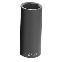 Grey Pneumatic Socket,27mm,1/2"D,Impact,6pt.,D 2027MD
