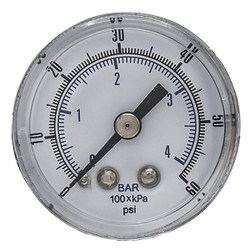 Pic Gauges Pressure Gauge,Nominal 1-1/2" Dial SEP-102D-158D-BSPT