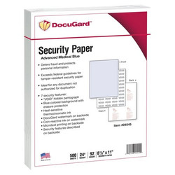 Docugard Security Paper,24 lb.,Blue,PK500 PRB-04545