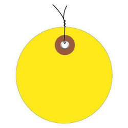 Partners Brand Tag,Plastic,Circle,Wired,2",Yellow,PK100 G26066W