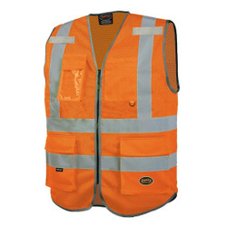 Pioneer Multi Pocket Mesh Vest,Orange,3XL V1024850U-3XL