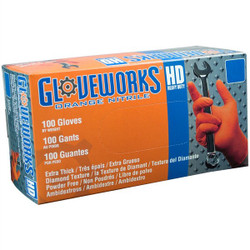 Ammex Gloveworks Hd Orange Nitrile Gloves Larg AMXGWON46100