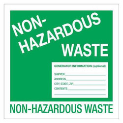 Tape Logic Label,Non-Hazardous Waste,6x6" DL1302