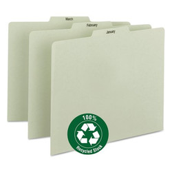 Smead Guide,Plain Tab,Monthly,Gray/Green,PK12 50365