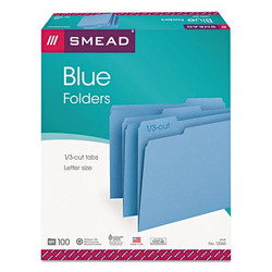 Smead Pressboard Folder,Blue,PK100 12043