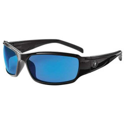 Skullerz by Ergodyne Safety Glasses,Blk/Blue Mirror Lens THOR